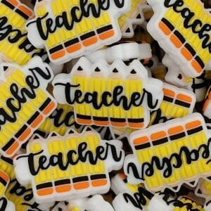 Pencil Teacher Silicone Focal Bead