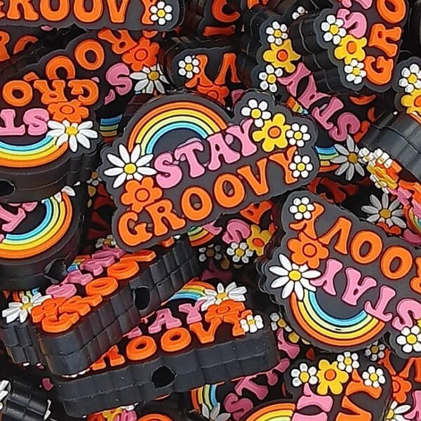 Stay Groovy Rainbow Silicone Focal Bead