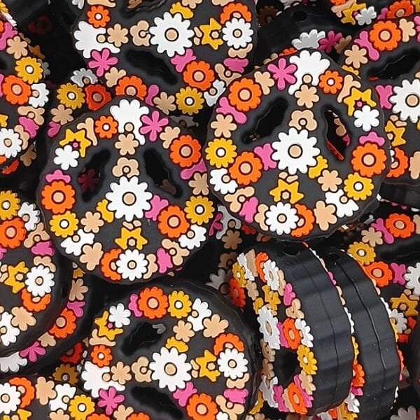 Floral Peace Sign Silicone Focal Bead