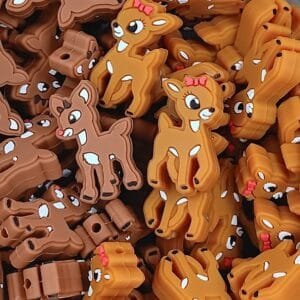 The Reindeer Duo Silicone Focal Bead, Sold as a set