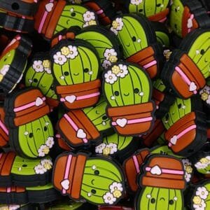Happy Cactus Silicone Focal Bead
