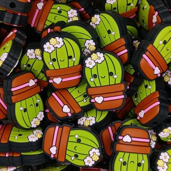 Happy Cactus Silicone Focal Bead