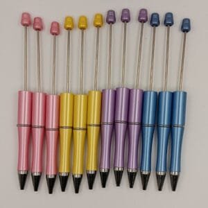 Pearlescent Plastic Beadable Pens, Assorted Colors