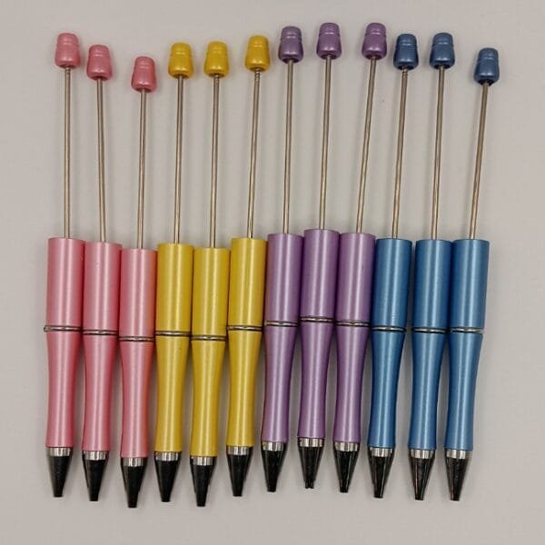 Pearlescent Plastic Beadable Pens, Assorted Colors