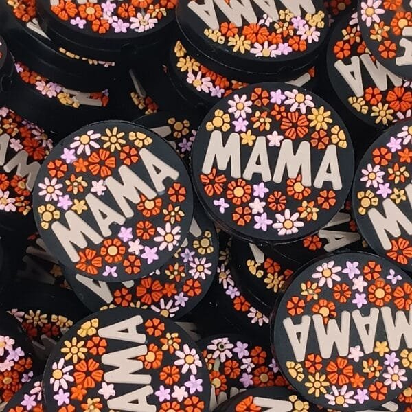 Mama Circle Floral Silicone Focal Bead