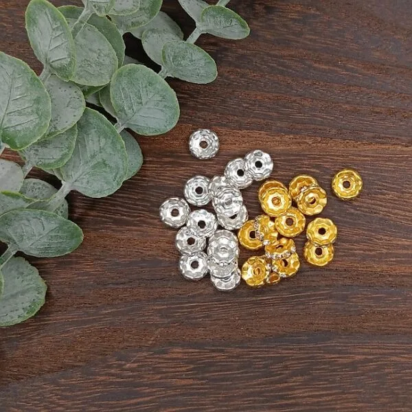 10mm Clear Wavy Spacers, Silver or Gold, pack of 50