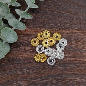 12mm Clear Wavy Spacers, Silver or Gold, pack of 50