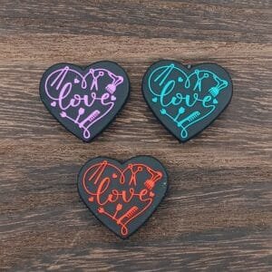 Hair Stylist Heart Silicone Focal Bead, Assorted Colors
