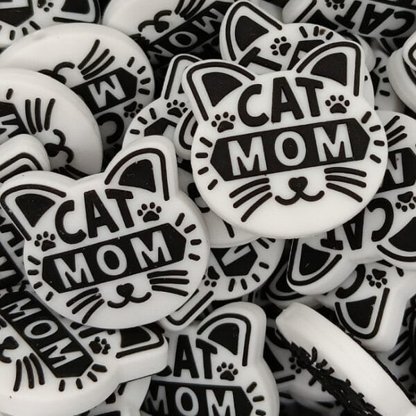 Cat Mom Face Silicone Focal Bead