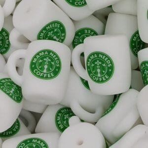 Green Lady Coffee Cup Silicone Focal Bead