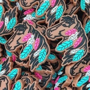 Horse with Feathers Silicone Focal Bead