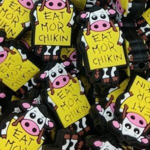 Eat More Chicken Soft PVC Focal Bead