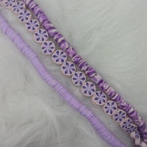 Heishi Bead Bundle, Purple Flower Mix