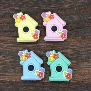 Birdhouse Silicone Focal Bead, Assorted Colors