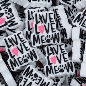 Live, Love, Meow Silicone Focal Bead