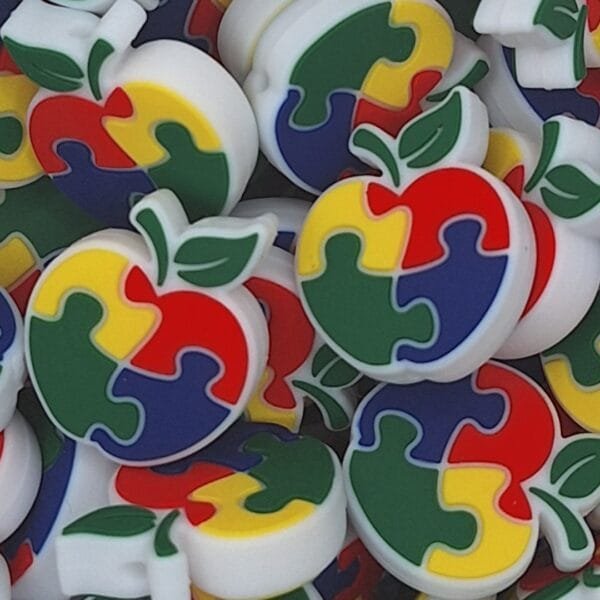 Autism Apple Silicone Focal Bead