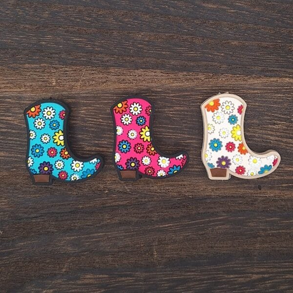 Floral Boot Silicone Focal Bead, Assorted Colors