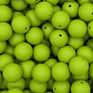 15mm Solid Silicone Bead, Green Bean
