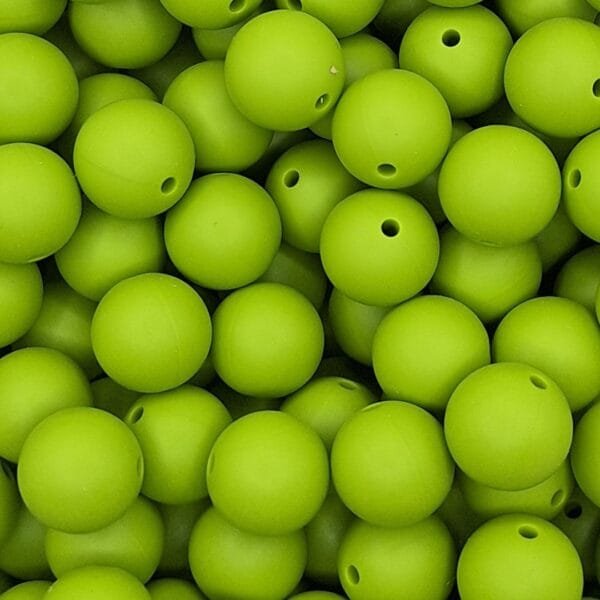 15mm Solid Silicone Bead, Green Bean