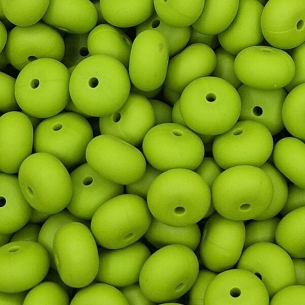 14mm Silicone Abacus Beads, Green Bean