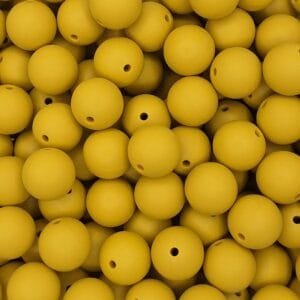 15mm Solid Silicone Bead, Mustard