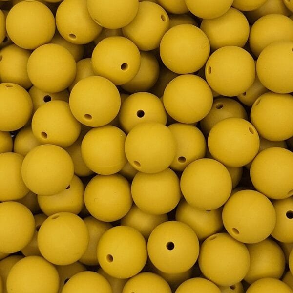 15mm Solid Silicone Bead, Mustard