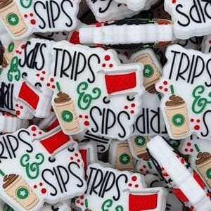 White Trips & Sips Silicone Focal Bead