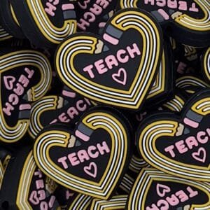 Pencil Heart Teach Silicone Focal Bead