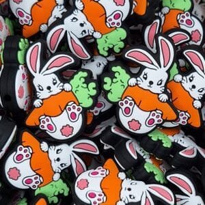 Bunny with Carrot Silicone Focal Bead