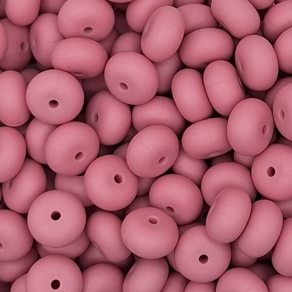 14mm Silicone Abacus Bead, Dusty Rose