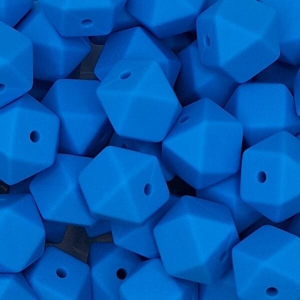 14mm Silicone Hexagon Bead, Sky Blue