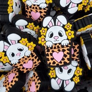 Flower Pot Bunny Silicone Focal Bead
