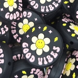Good Vibes Flower Silicone Focal Bead