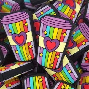 Rainbow Coffee Cup Silicone Focal Bead