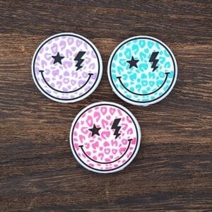 Leopard Smiley Silicone Focal Bead, Choice of Color