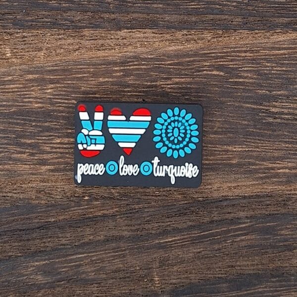 Peace, Love, Turquoise Soft PVC Focal Bead