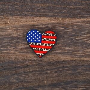 RWB Leopard Heart Silicone Focal Bead