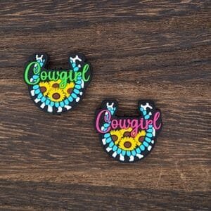 Cowgirl Horseshoe Silicone Focal Bead, Choice of color