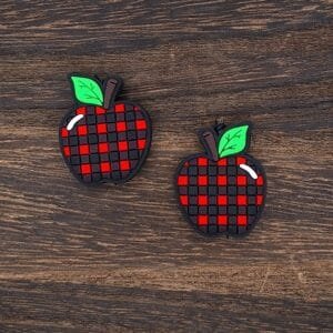 Plaid Apple Silicone Focal Bead