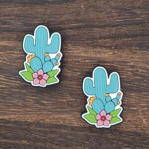 Floral Cactus Silicone Focal Bead