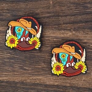 Western Sunflower Boots Silicone Focal Bead