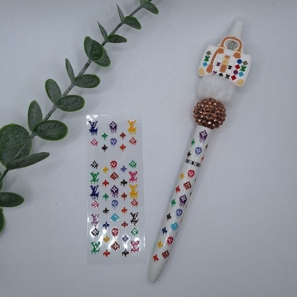 Beadable Pen Wrap, Designer Colorful