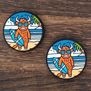 Kyle the Surfing Cow Silicone Focal Bead