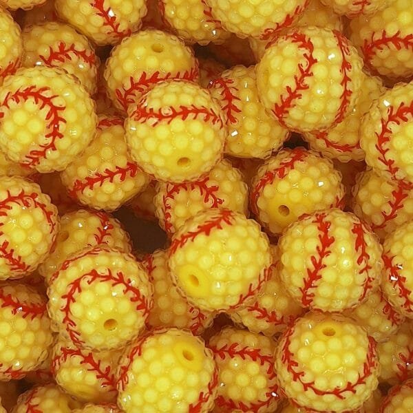 20mm Rhinestone Bead, Softball