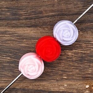 3d Rose with Horizontal Hole Silicone Focal Bead