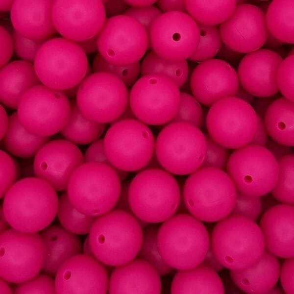 15mm Solid Silicone Bead, Violet Red