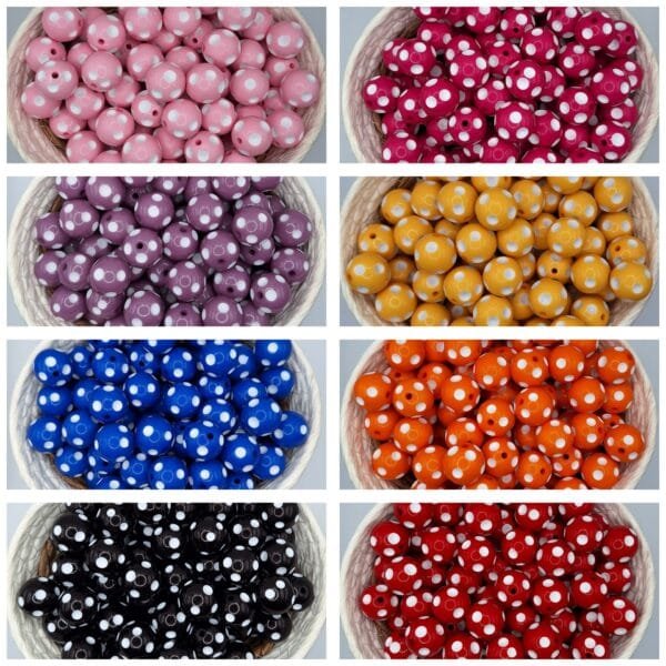 20mm Acrylic Bead, Polka Dot, Choice of Color
