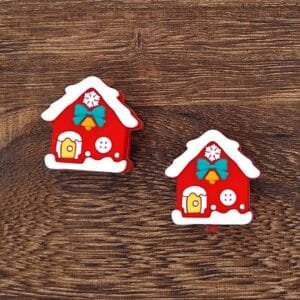3d Christmas House Silicone Focal Bead