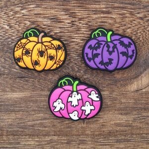 Printed Pumpkins Silicone Focal Bead, Choice of Color