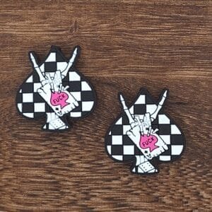 Checkered Spade Silicone Focal Bead